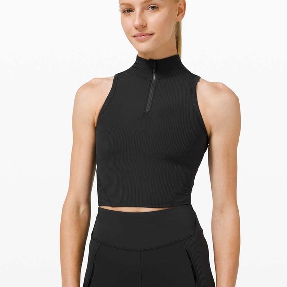 Lululemon Rib Zip-Front Cropped Run Tank Top - Picture 3 of 3